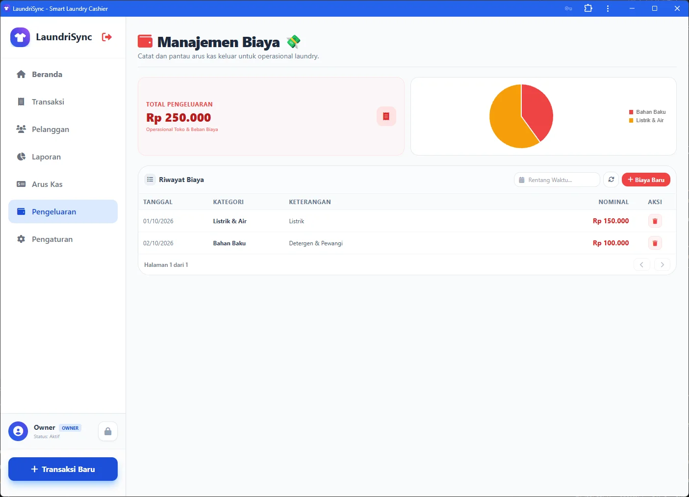 Tampilan Desktop Catatan Pengeluaran